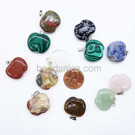 Natural gemstone pendants charm mixed colors with silver bail for gift in handmade