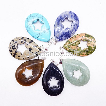Wholesale mixed  natural gemstone star pendant fit necklace jewelry in handmade