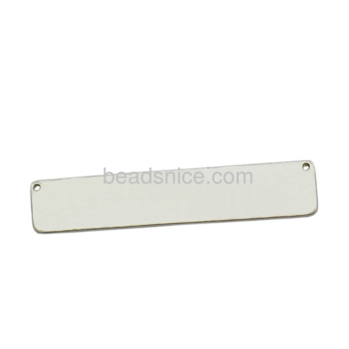 925 Sterling Silver Flat Blank , Tow hole , Rectangle