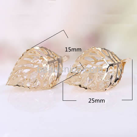 Gold tone brass hollow leaf pendants finding charm diy findings accessories
