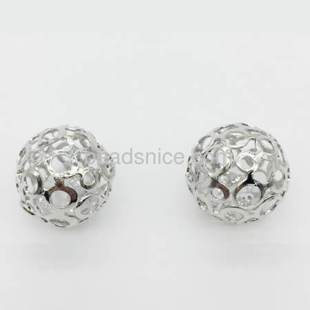 Jewelry finding ball with diamond shaped hollow out iron charm pendant for neckalce