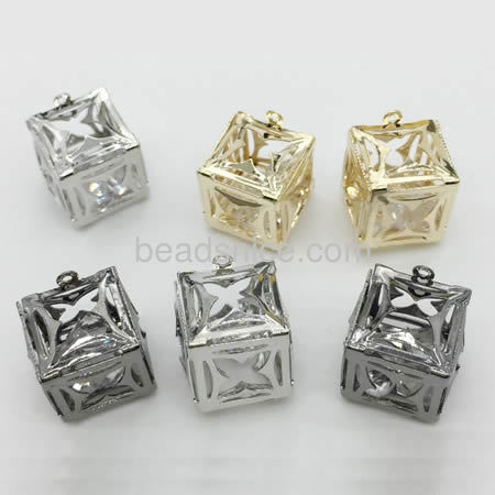 Hollow square iron rhinestone pendants for jewelry making