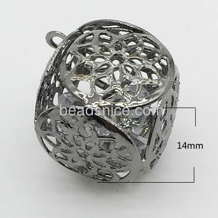 Jewelry accessories clear rhinestone hollow geometric cube pendant finding