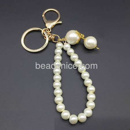 Key rings pearl string pendant car handbag key chain for gift