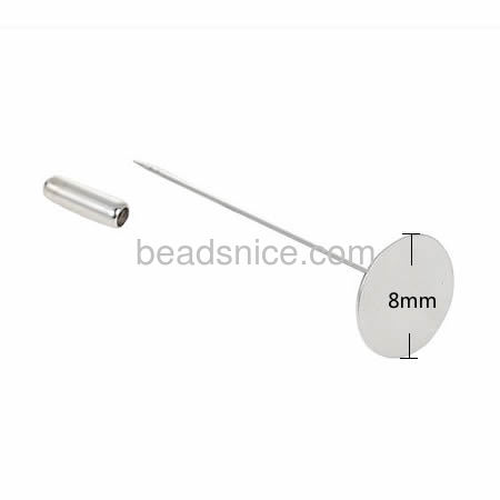 Hat Pin Brooch Stick Pins , round blank