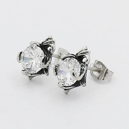 Stainless steel crystal earring simple jewelry design round zirconia earrings