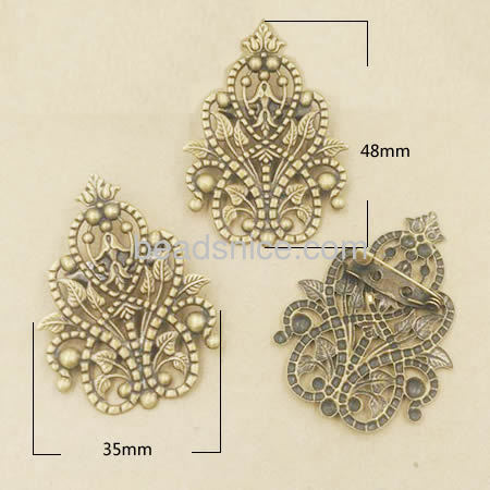 Vintage style brooch pin setting  brass flowers pin base for custom jewelry accessories