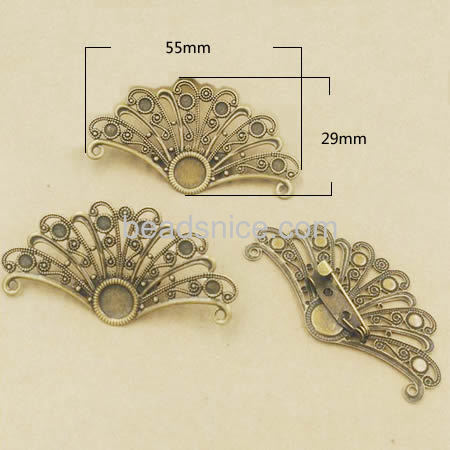 Brooch pin base brass sector design for fashion jewelry making supplies