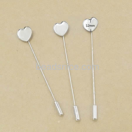 Wholesale stick pin lapel pin small heart brooch pin base for diy jewelry making