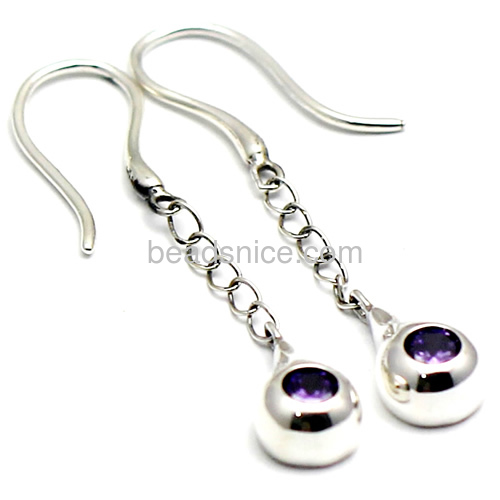 Pure silver wire earring inlaying zircon teardrop sterling silver 925 wholesale french earring wires jewelry gift for her