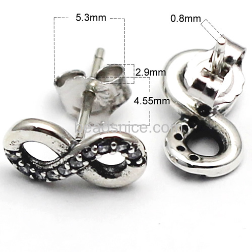 925 sterling silver stud earrings thai silver earring jewelry infinity feature wholesale retail gift for her
