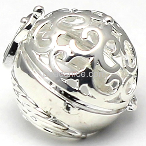 Brass filigree hollow pendant locket wishing ball lead-safe  nickel-free