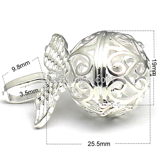 Brass handmade pendant jewelry accessories wishing box of two wings  lead-safe  nickel-free