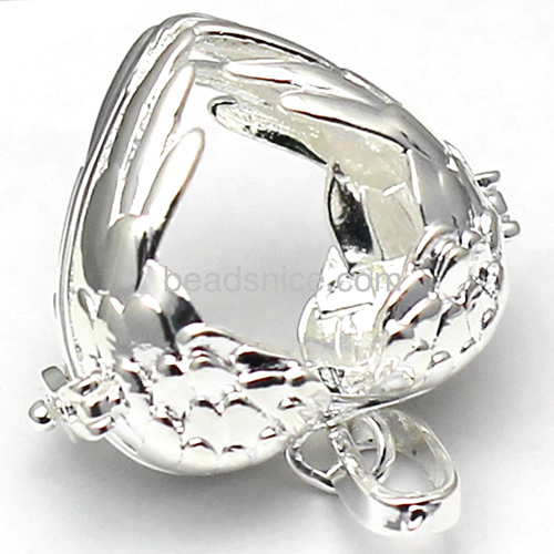 Diy  brass pendant  hollow out  locket   heart of wings  lead-safe  nickel-free