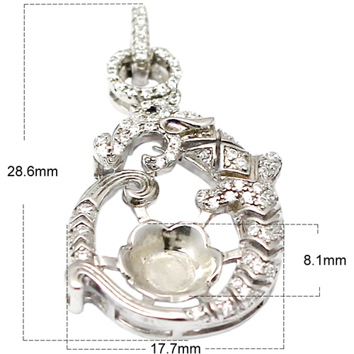 Pure silver pendant setting inlaying zricon unique design fine silver jewelry making wholesale jewelry handmade wedding gift