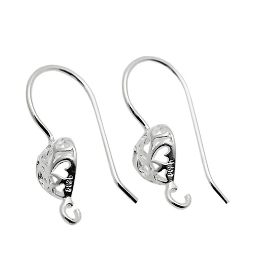 925 sterling silver earwire heart feature Sterling Silver 925 French Earring Wires Earring making fine Jewelry finding gift for