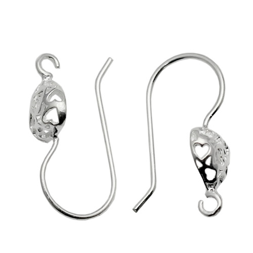 925 sterling silver earwire heart feature Sterling Silver 925 French Earring Wires Earring making fine Jewelry finding gift for