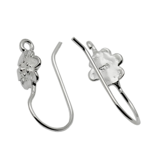 925 Sterling Silver wire earring flower Feature pure silver French Earring Wires Earring Component Jewelry Making diy