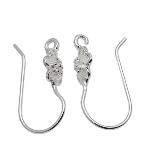 925 Sterling Silver wire earring flower Feature pure silver French Earring Wires Earring Component Jewelry Making diy