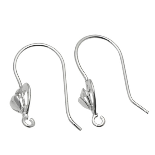 Pure Silver wire earring heart feature earwire Sterling Silver 925 French Earring Wires unique design Earring making diy gift fo