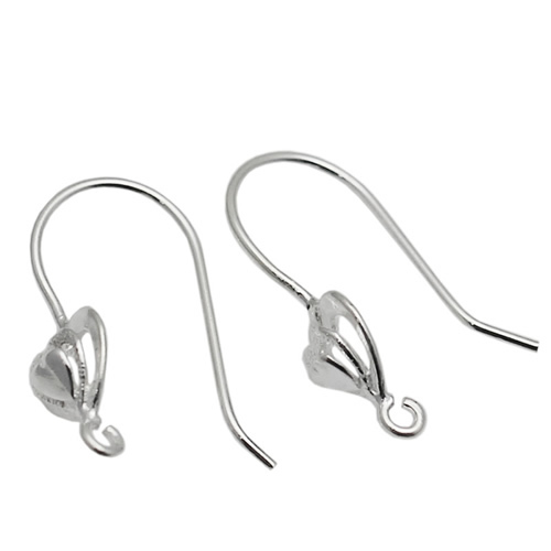 Pure Silver wire earring heart feature earwire Sterling Silver 925 French Earring Wires unique design Earring making diy gift fo