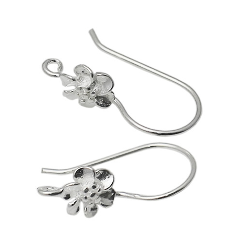 Pure Silver wire earring flower Feature Sterling Silver 925 French Earring Wires Earring Component Jewelry Making gift for her