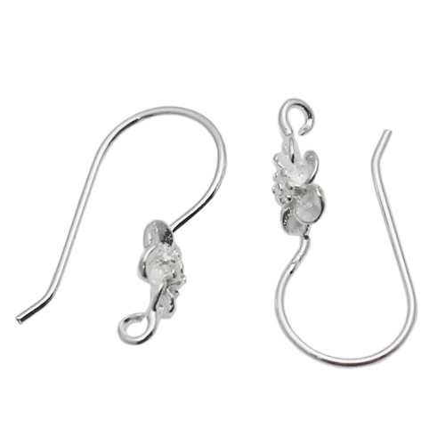 Pure Silver wire earring flower Feature Sterling Silver 925 French Earring Wires Earring Component Jewelry Making gift for her
