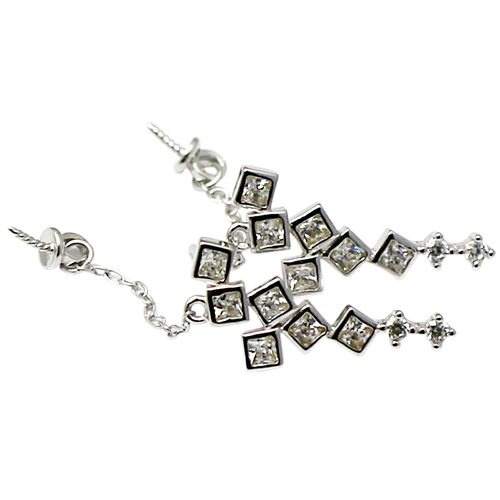 925 sterling silver earrings laying zircon with chain women sexy earring findings