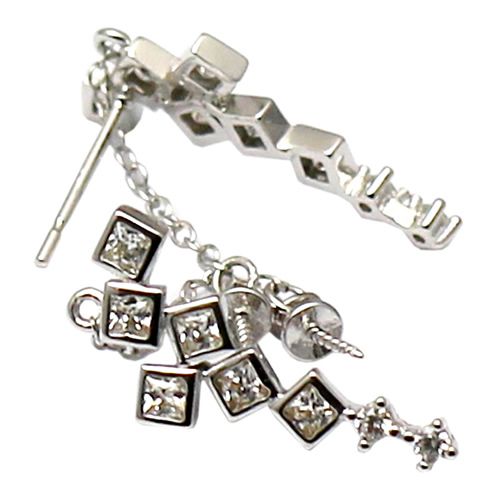 925 sterling silver earrings laying zircon with chain women sexy earring findings