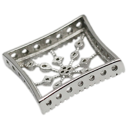 Fancy 925 sterling silver square pendant inlaying zircon pave fashion design fine silver jewelry accessories diy for lady