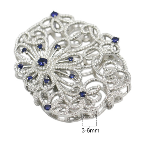 Unique sterling silver flower pendant with zircon pave special design jewelry component for women nacklace or bracelet making