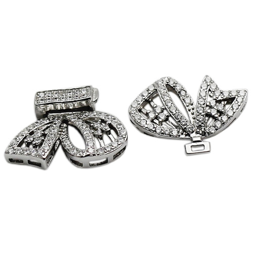 Popular sterling silver bow tie clasp with zircon pave 925 sterling silver wholesale jewelry fine jewelry components for women