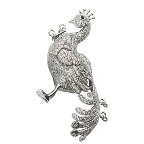 925 sterling silver peacock clasp inlaying zircon fancy silver jewelry accessories handmade jewelry gift for her