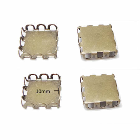 Bezel cup setting,,brass pendant trays,square,rack plating,lead-safe,nickel-free,