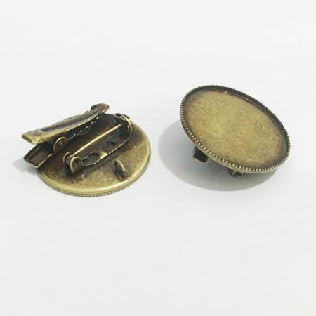 Bezel Cabochon Brooch Pin Setting round,rack plating,lead-safe,nickel-free,
