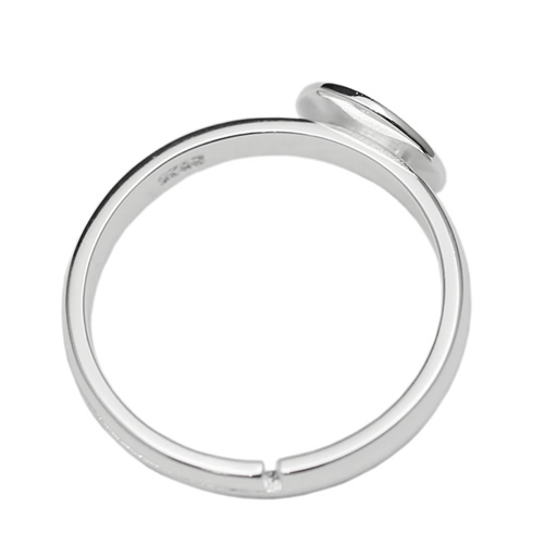 Adjustable blanks 925 sterling silver round ring setting with round flat pad for cabochon DIY new year gift for girl and women