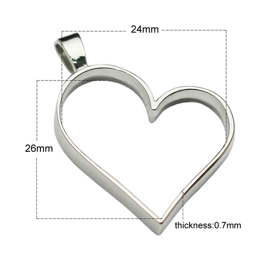 Zinc Alloy Heart Pendant Setting Blank Glass Cabochon Pendant Bases for DIY Jewelry Making