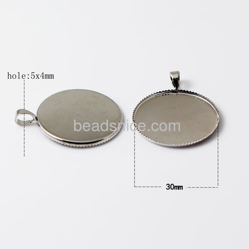 Cabochon pendant setting base fits 30mm round Hole:about 3X5mm Lead-Safe Nickel-Free rack plating