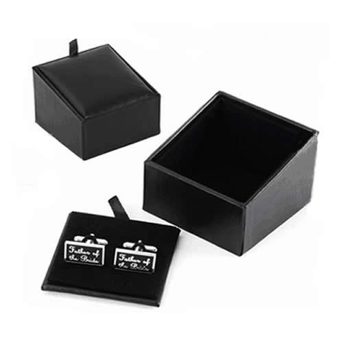 The cufflink gift box black trapezoid leather cardboard fashion high jewelry