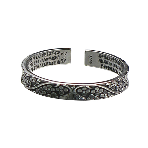 Floral flower vine pattern engraved- vintage cuff bangle bracelet  990 streling silver antique  Jewelry