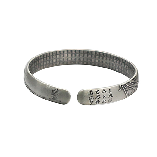 Bamboo flower cuff vintage bangle bracelet 990 sterling silver Jewellery