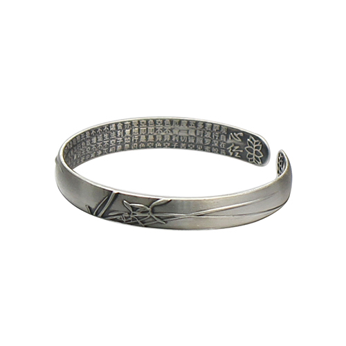 Bamboo flower cuff vintage bangle bracelet 990 sterling silver Jewellery