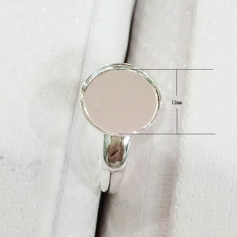 Sterling silver ring base 12mm circle bezel adjustable ring settings for custom make photo jewelry gift for him