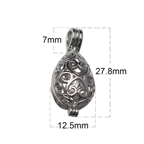 Love Gift Necklace Hollow Heart Cage Pendant 925 Sterling Silver Pearl and Gemstone Beads Locket Cage