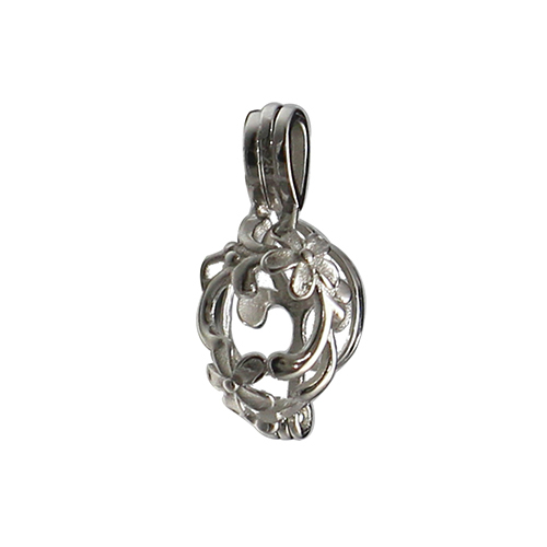 Hollow Filigree Cage Locket Sterling Silver Pearl Pendants Charm