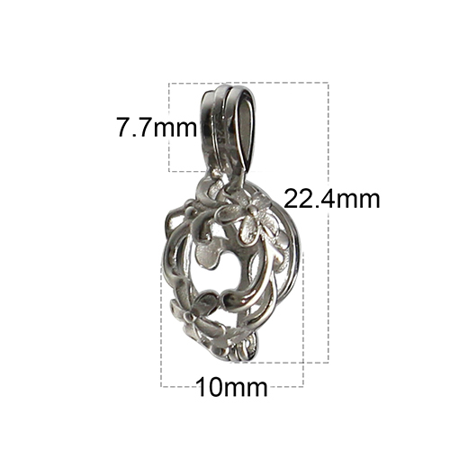 Hollow Filigree Cage Locket Sterling Silver Pearl Pendants Charm