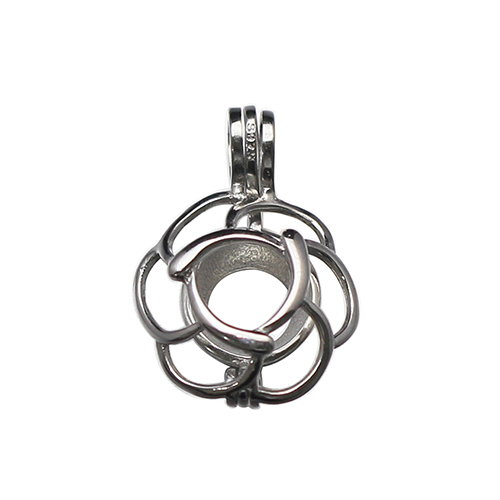 925 Sterling Silver Can Open Flower Hollow Ball Cage Pendants