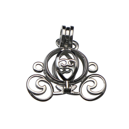 Solid Silver  Hollow Filigree Beads Cage Locket Pendants