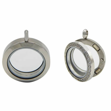Memory locket charms round pendant for women