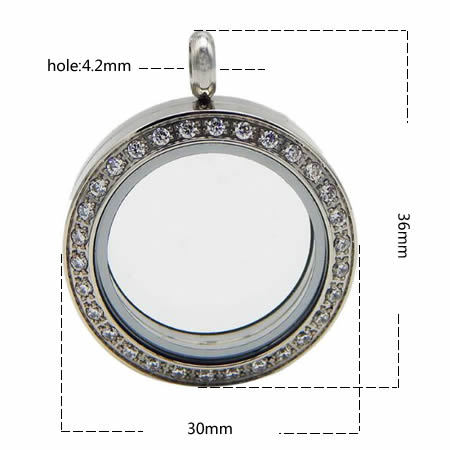 Memory locket charms round pendant for women